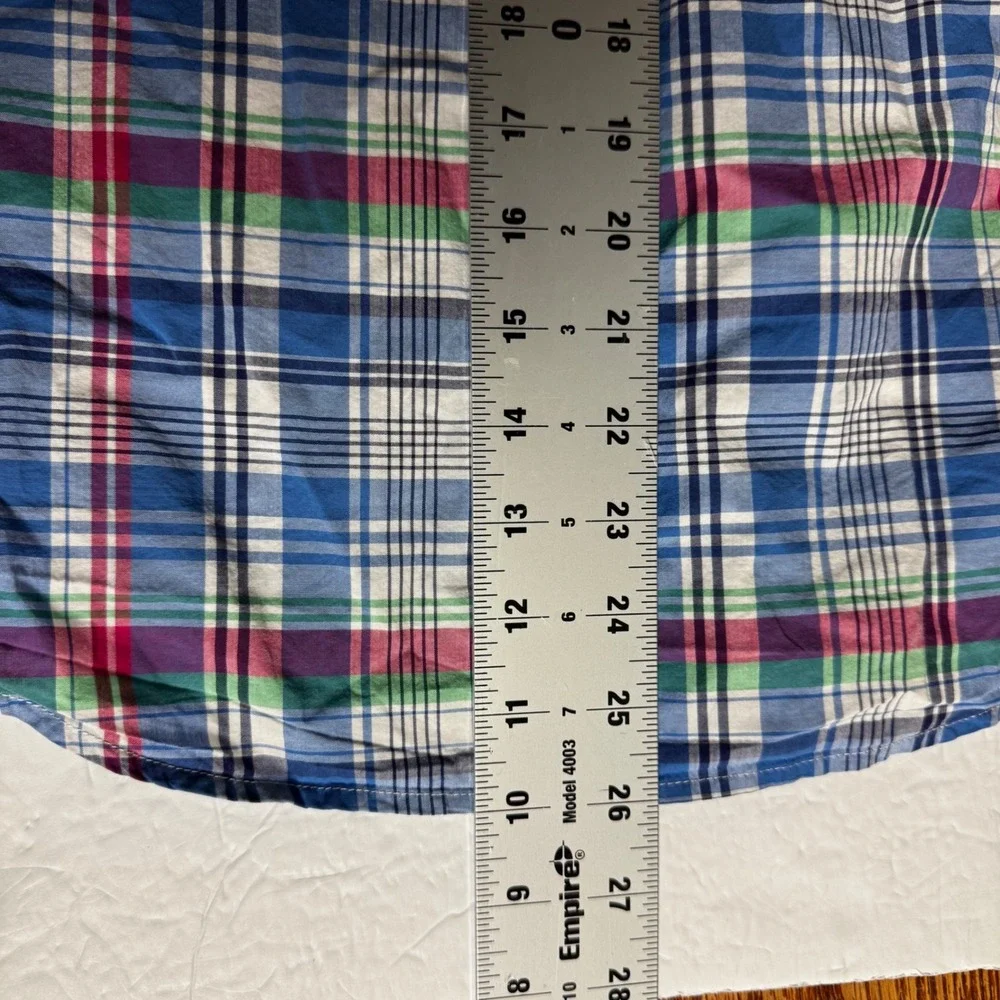 Ralph Lauren Boys‎ Blue Plaid Short Sleeve Button Down Shirt Size L 14-16 Cotton